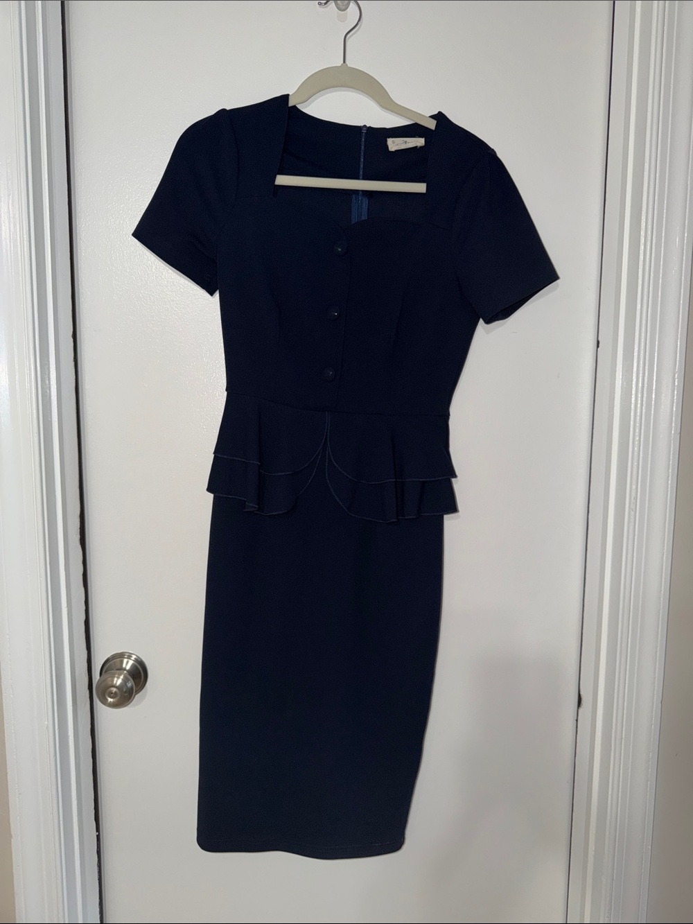 Classic Navy vintage Peplum Pencil dress